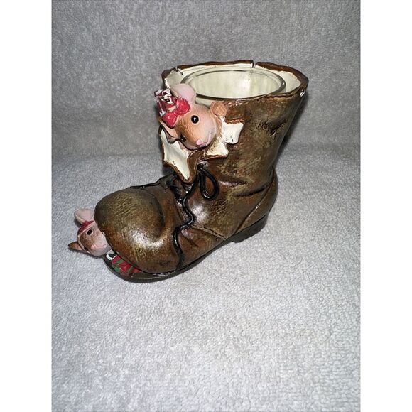 Yankee Candle Christmas Mice In Leather Boot & Presents Tea Light Holder 1220228 - Picture 1 of 6